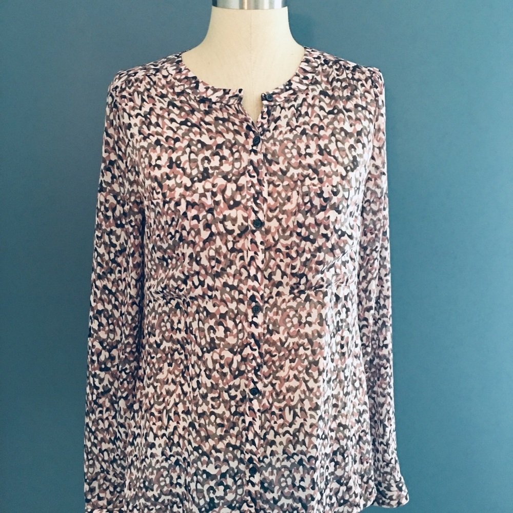 LOFT printed Henley blouse